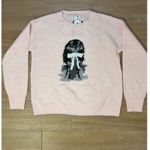 Art Class Kids Pink Dog Intarsia Knit Sweater Crewneck Size L 10/12 NWT